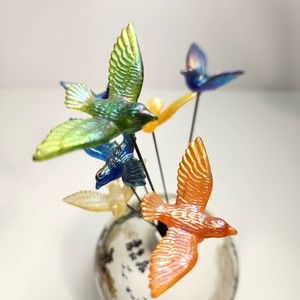 Vintage Kinetic Bird on Wire Replacements or Floral Picks Lot X 6